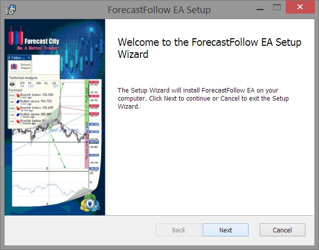 ForecastFollow setup wizard welcome screen